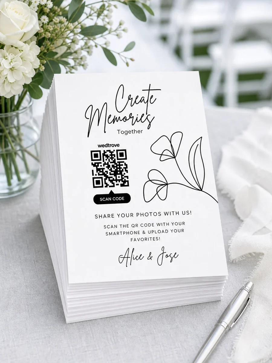 Wedding QR code ceremony program card stack