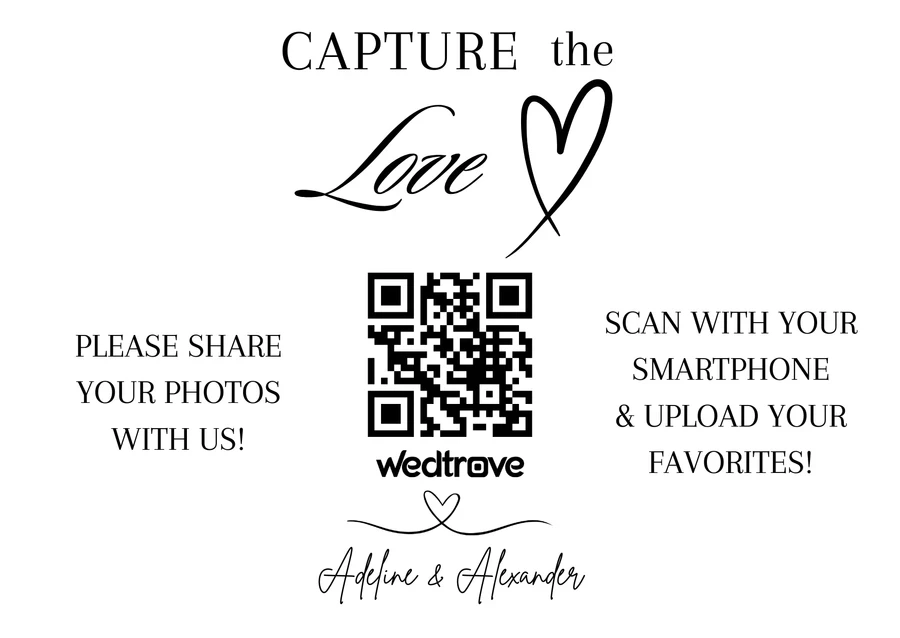 Wedding QR code card tucked into a ceremony program basket template