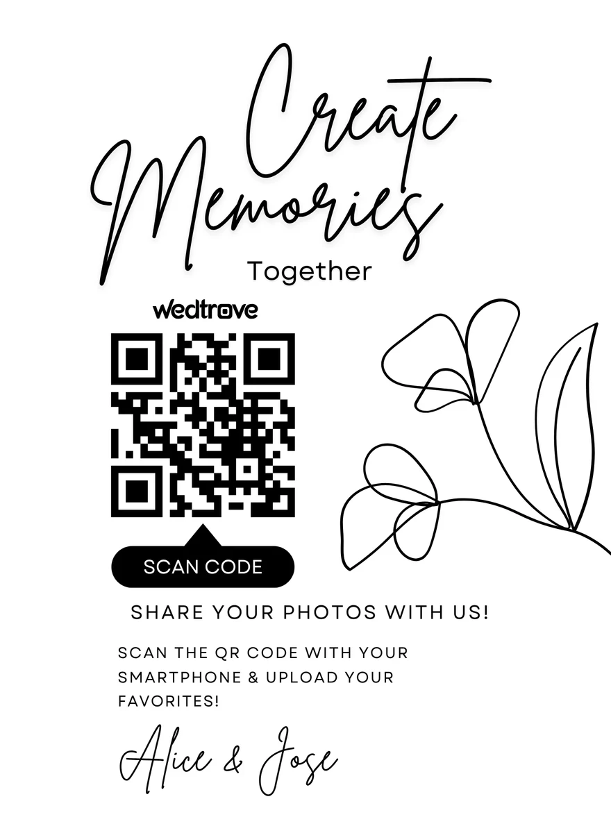 Wedding QR code ceremony program card stack template