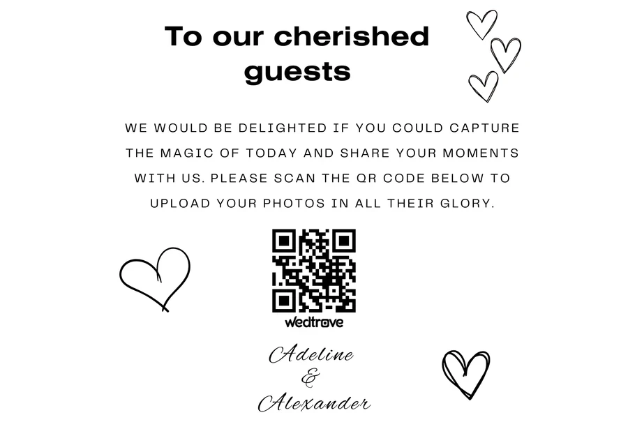 Folded wedding QR code table tent card template