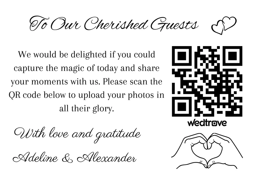 Wedding QR code table tent at a reception place setting template