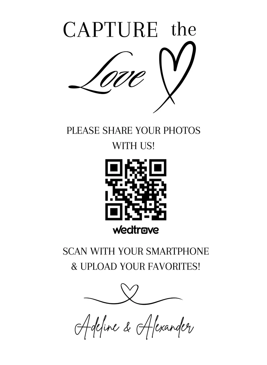 Wedding QR code thank you card in a wooden holder template